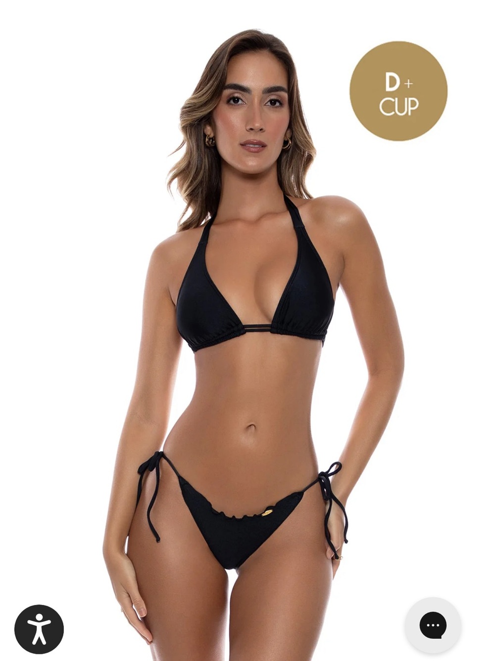 NWT Luli Fama Women's Black Cosita Buena Halter Triangle Top